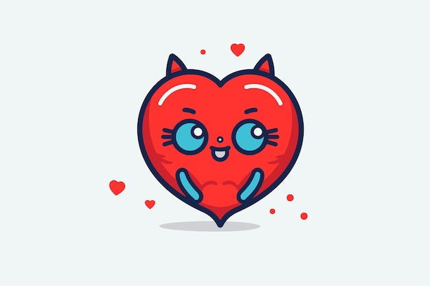 Lindo día de San Valentín corazón emoji Vector ilustración de personaje de dibujos animados plana