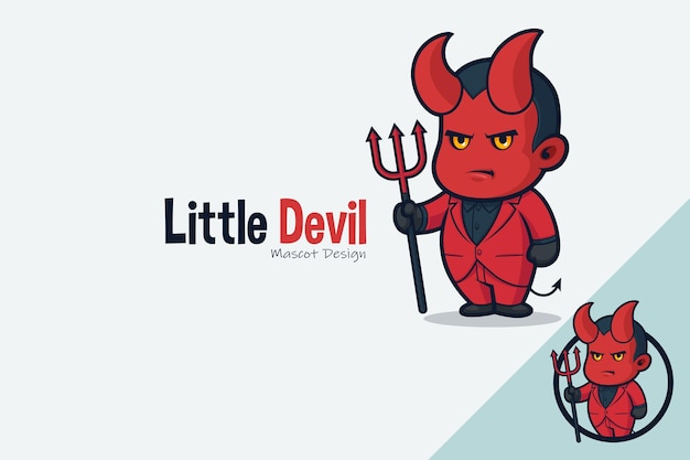 Lindo diablo en esmoquin rojo con tridente