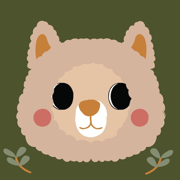 Lindo dibujo animado de alpaca