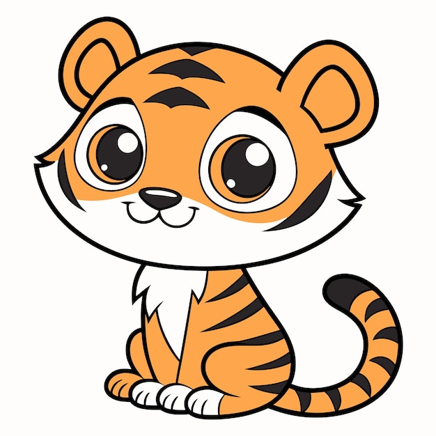El lindo dibujo animado del bebé tigre