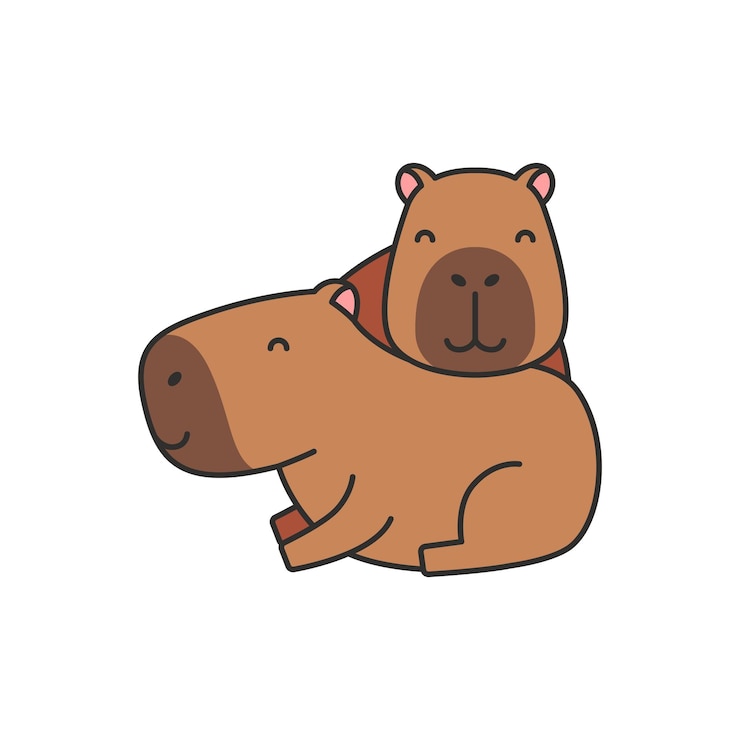 Vector lindo dibujo animado capibara ilustración vectorial aislada sobre fondo blanco