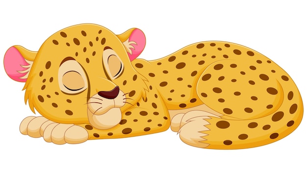 El lindo dibujo animado de cheetah dormido ilustración vectorial de la naturaleza animal icono concepto