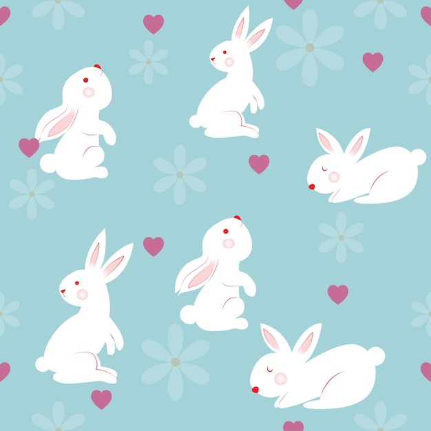 Un lindo dibujo animado de un conejo con un fondo azul.