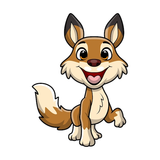 Un lindo dibujo animado de coyote sobre un fondo blanco