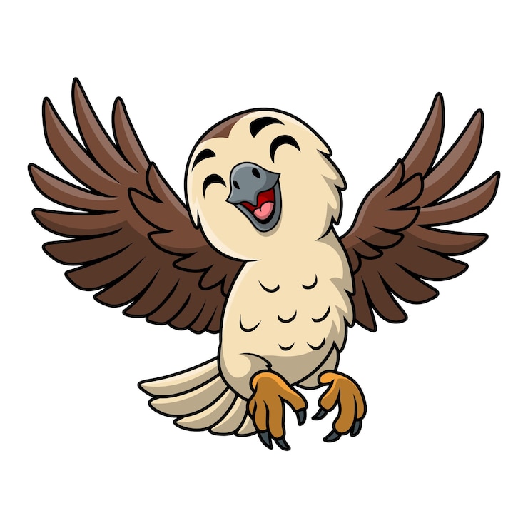 Vector lindo dibujo animado de halcón sobre fondo blanco