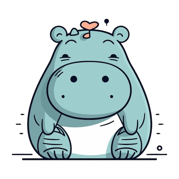 Vector lindo dibujo animado de hipopótamos ilustración vectorial de un hipopótamo