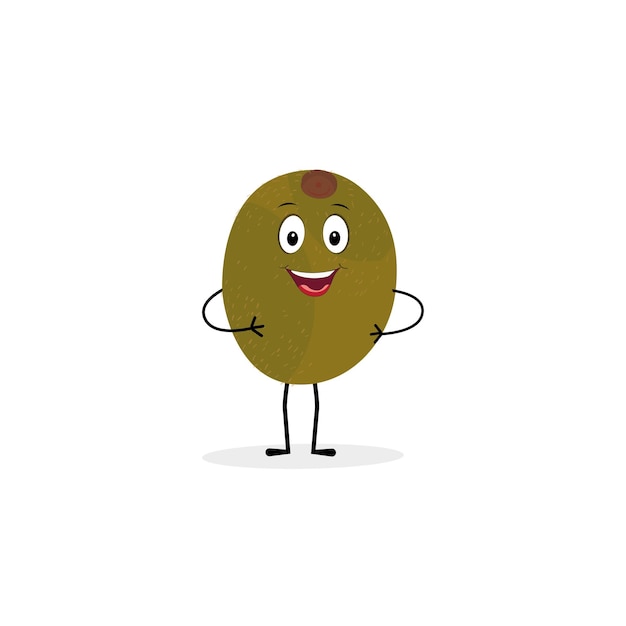 Lindo dibujo animado de kiwi con expresiones faciales felices y diferentes posturas Personaje animado de rebanada