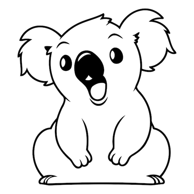 Lindo dibujo animado de koala en fondo blanco Ilustración vectorial