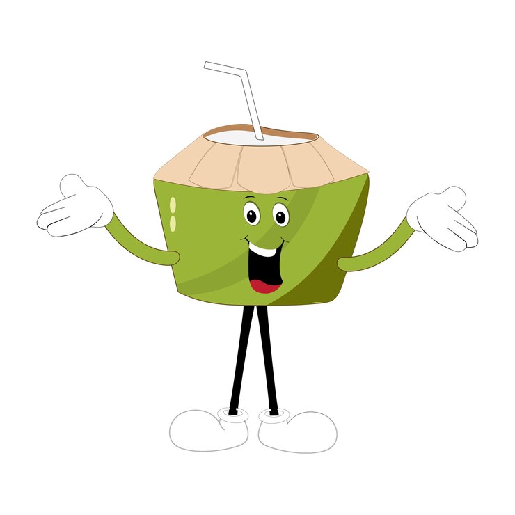 Vector lindo dibujo animado de la mascota del coco posando ilustración vectorial del personaje del coco feliz diseño de verano