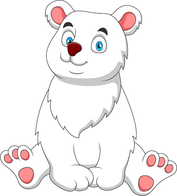 El lindo dibujo animado del oso polar está sentado
