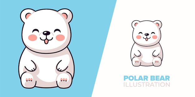 Lindo dibujo animado de oso polar Estilo de dibujos animados plano Icono vectorial Ilustración de un encantador Concurso de Naturaleza Animal