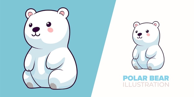 Vector lindo dibujo animado de oso polar ilustración de icono vectorial aislado que refleja la naturaleza animal en dibujos animados planos