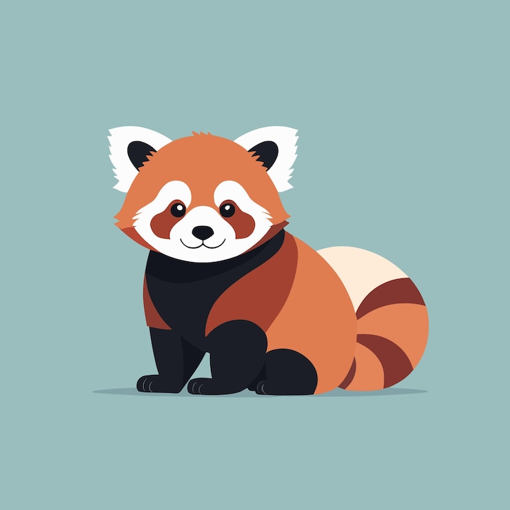 Vector lindo dibujo animado de panda rojo para niños
