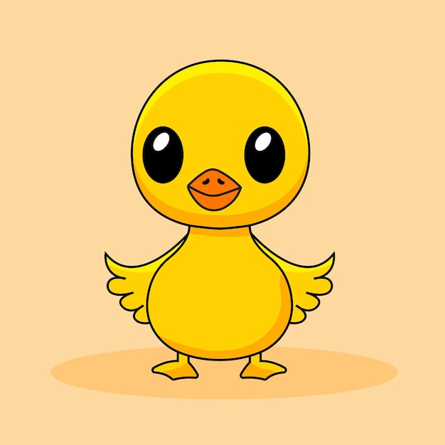 El lindo dibujo animado del pato Kawaii Sticker Ilustración vectorial de personajes