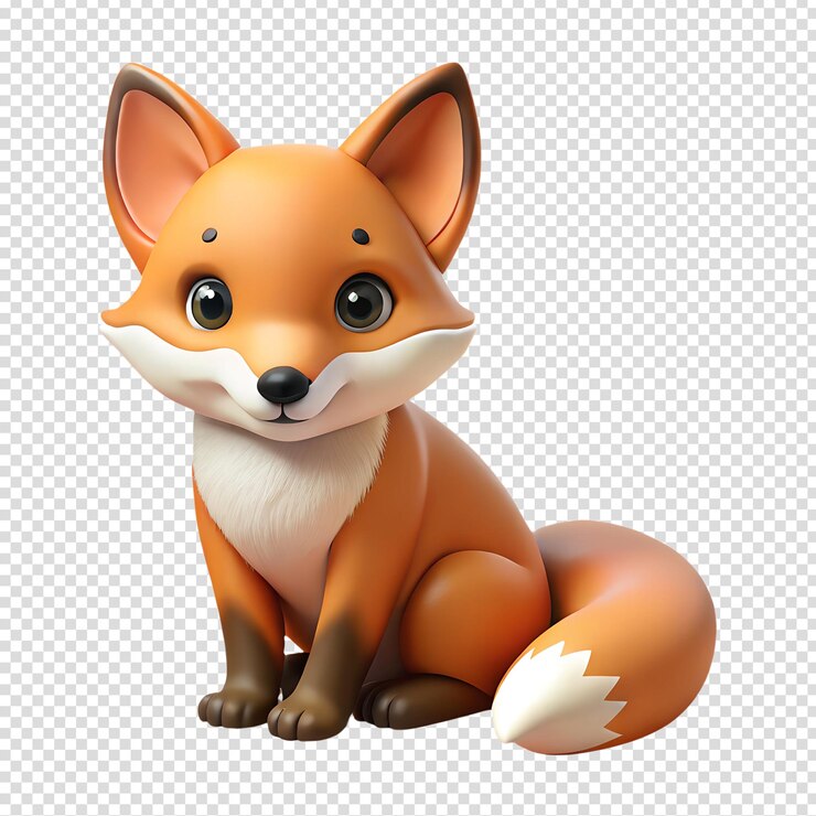 Vector lindo dibujo animado pequeño zorro rojo aislado en el fondo transparente