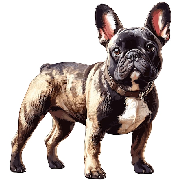 Vector lindo dibujo animado de perro bulldog francés con fondo blanco de estilo vectorial