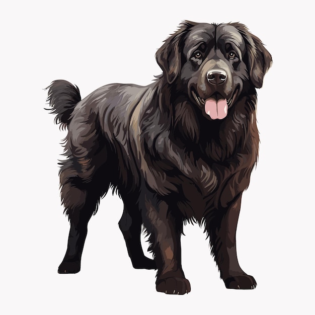 Vector un lindo dibujo animado de perro de terranova diseño de ilustraciones de arte vectorial