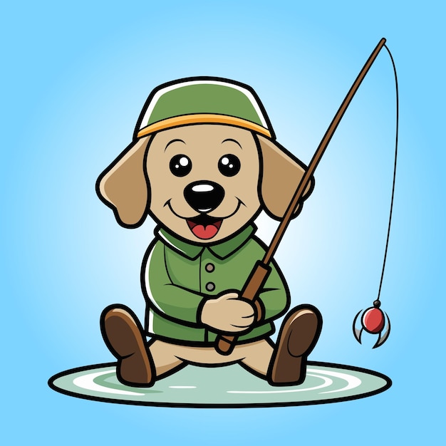 El lindo dibujo animado de pesca del Labrador
