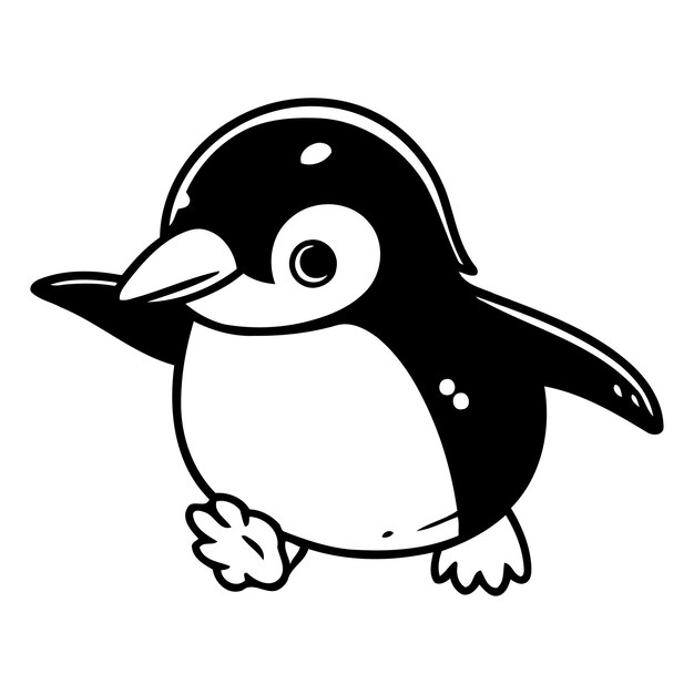 Lindo dibujo animado de pingüino aislado en fondo blanco Ilustración vectorial