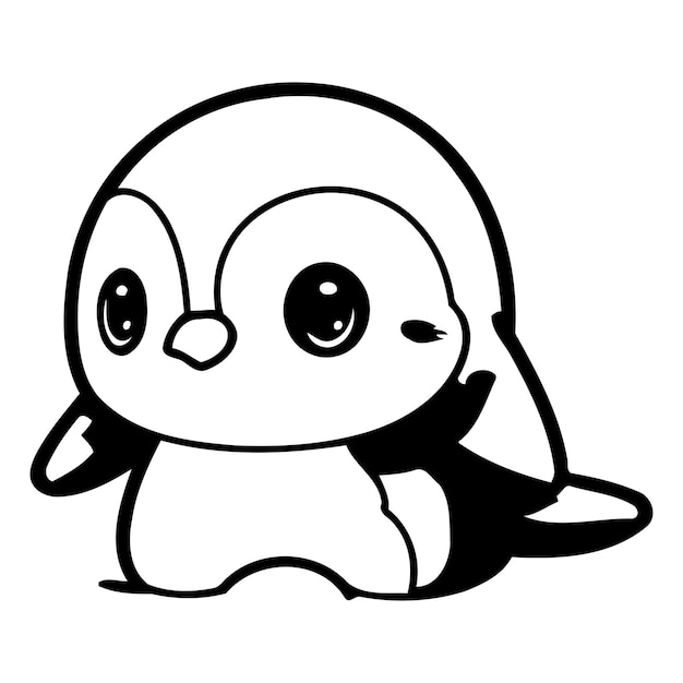 Lindo dibujo animado de pingüino Ilustración vectorial aislado sobre fondo blanco