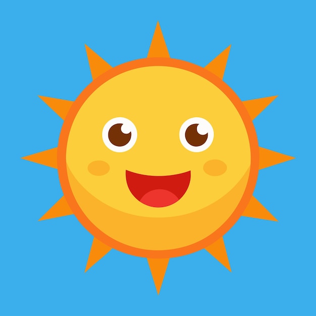 Lindo dibujo animado sonriente sol vector de sol gracioso en un fondo aislado
