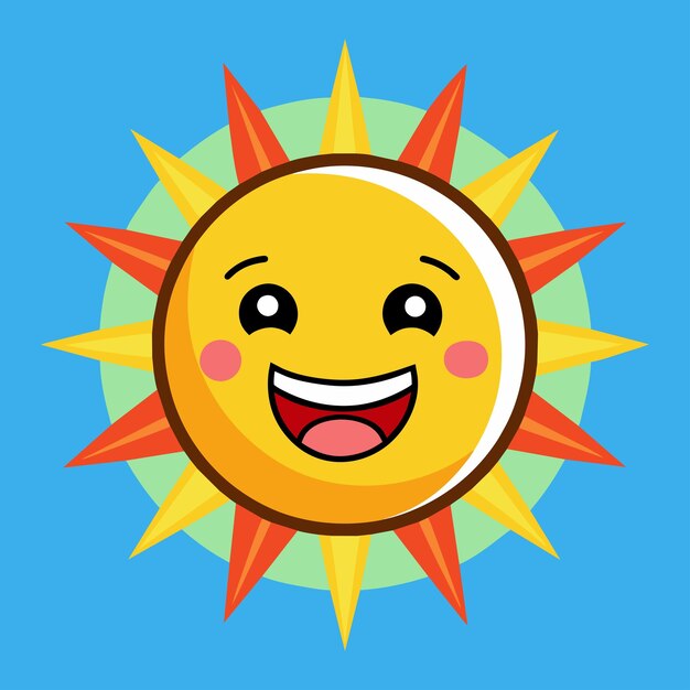Lindo dibujo animado sonriente sol vector sol gracioso en un fondo aislado