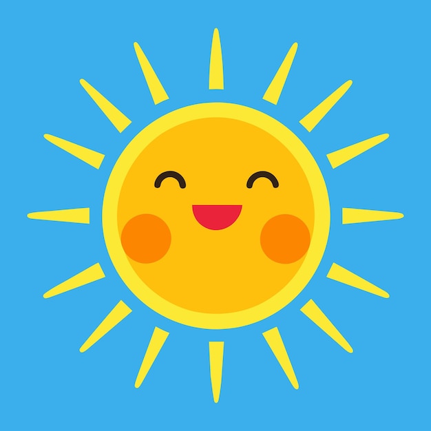 Lindo dibujo animado sonriente sol vector sol gracioso en un fondo aislado