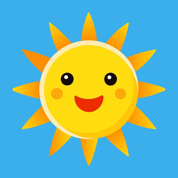 Lindo dibujo animado sonriente sol vector sol gracioso en un fondo aislado