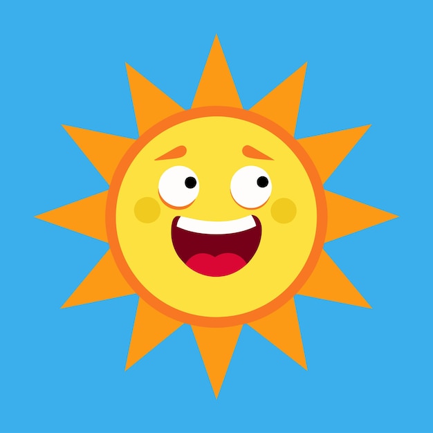 Vector lindo dibujo animado sonriente sol vector sol gracioso en un fondo aislado