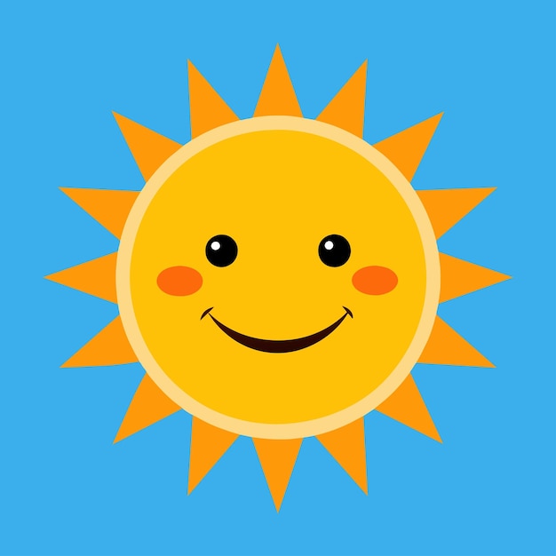Lindo dibujo animado sonriente sol vector sol gracioso en un fondo aislado