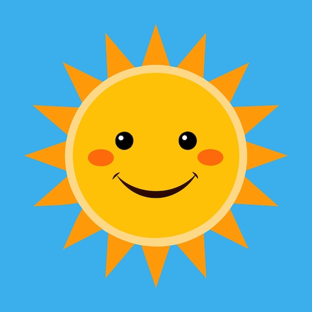 Vector lindo dibujo animado sonriente sol vector sol gracioso en un fondo aislado