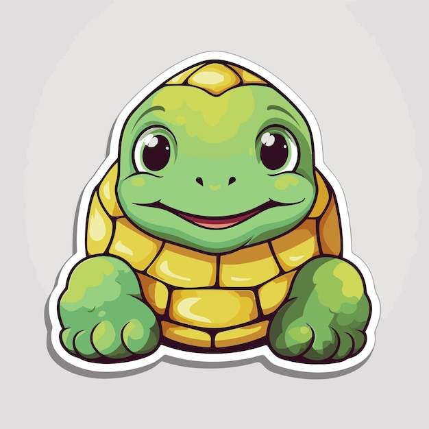 Vector lindo dibujo animado de tortuga marina aislada tortuga sonriente concepto de animales marinos