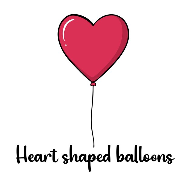Lindo dibujo animado vectorial de globos en forma de corazón para el Día de San Valentín