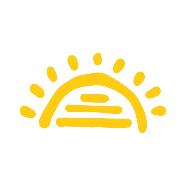 Lindo dibujo de brillo del sol dibujo de dibujo del sol dibujado a mano lindo amanecer naranja garabateo