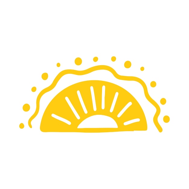 Lindo dibujo de brillo del sol dibujo de dibujo del sol dibujado a mano lindo amanecer naranja garabateo