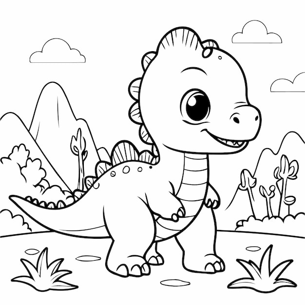 Vector el lindo dibujo de dino para niños.