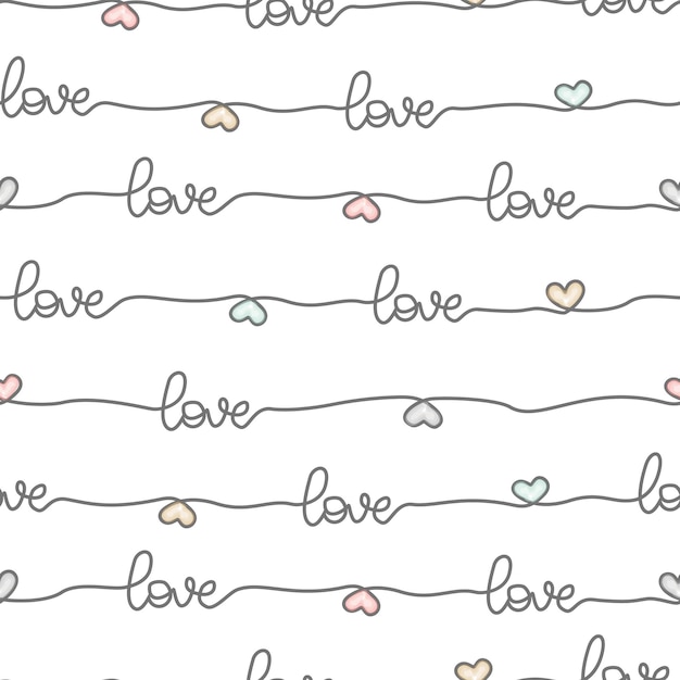Lindo dibujo a mano línea de amor pastel diseño de patrón sin costura para scrapbooking tarjetas de decoración papel