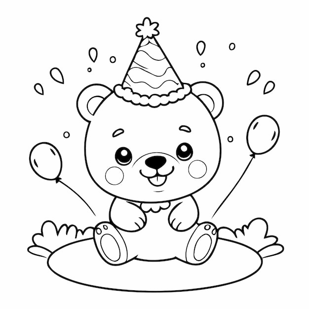 Vector lindo dibujo de oso de ilustración vectorial para niños actividad de coloreo