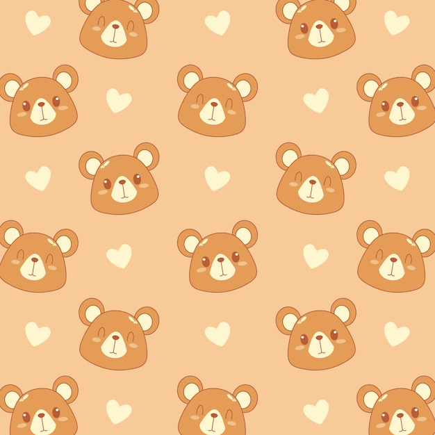 Lindo dibujo de oso de peluche sin costuras y papel tapiz