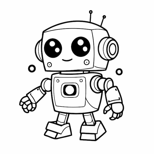 Un lindo dibujo de robot para niños para colorear libros