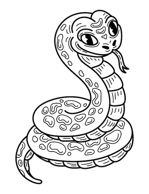 Vector lindo dibujo de serpiente ilustración de arte de línea dibujada a mano