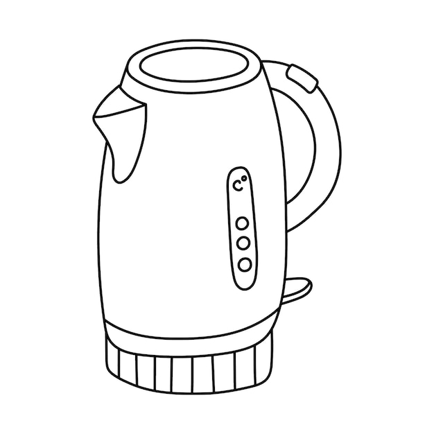 Lindo dibujo de una tetera inteligente para hacer té y café a través de un teléfono inteligente