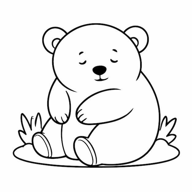 Vector lindo dibujo vectorial de oso polar dibujado a mano para niños pequeños