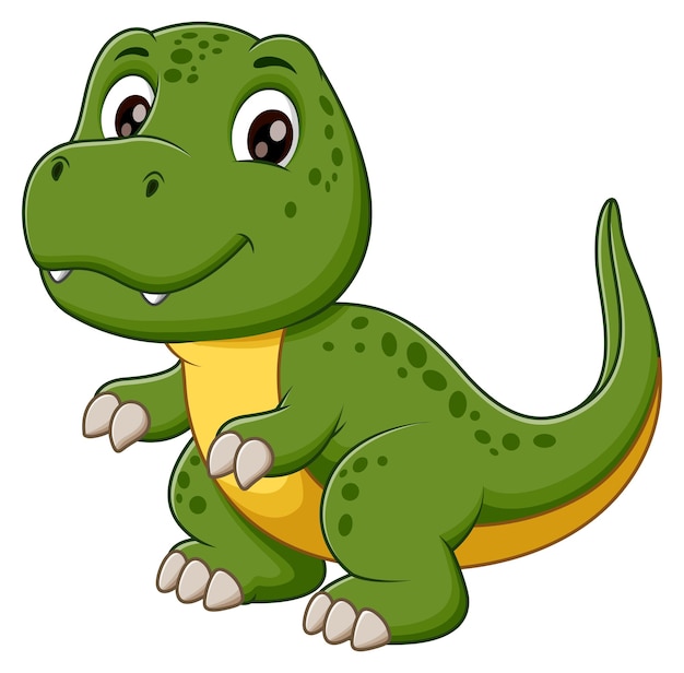 El lindo dibujos animados de dinosaurios verdes El concepto de icono de la naturaleza animal aislado