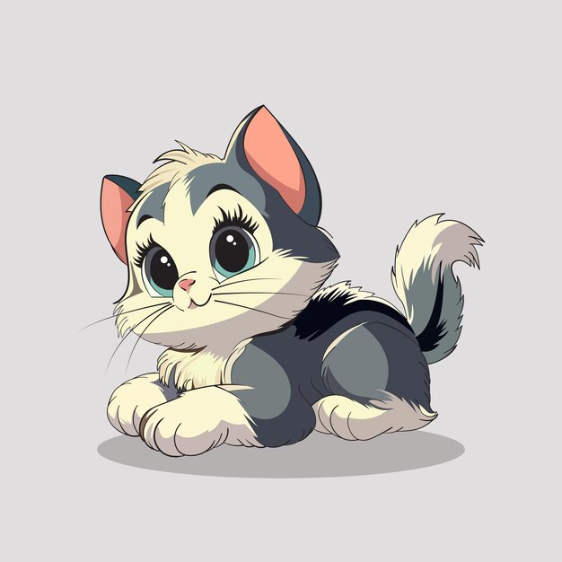 Lindo dibujos animados de gatos en gris con capas separadas