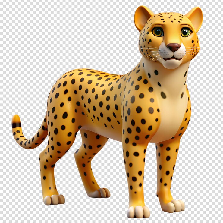 Vector lindo dibujos animados de guepardo africano animal 3d renderizado ilustración aislado en el fondo transparente