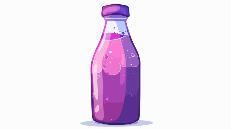 Vector lindo dibujos animados púrpura rosado botella de café ilustración de coche