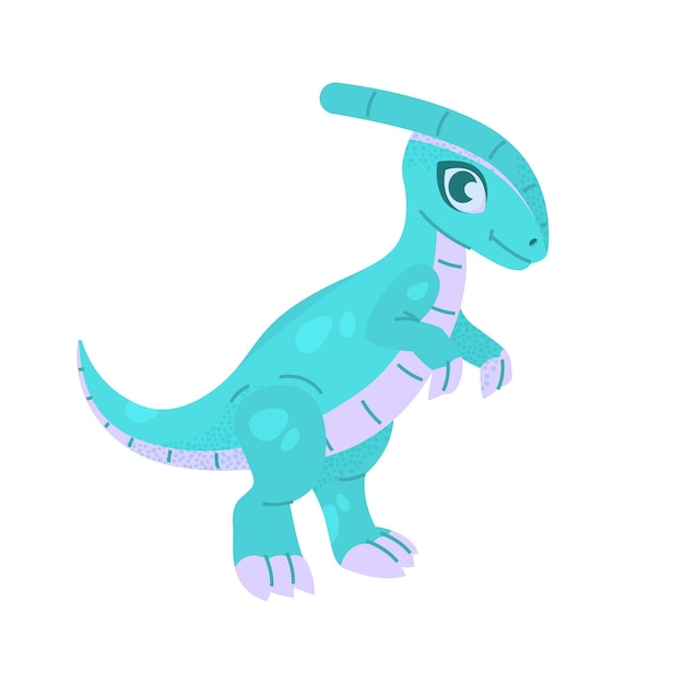 Un lindo dinosaurio de dibujos animados aislado sobre un fondo blanco