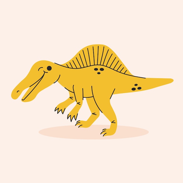 Lindo dinosaurio de dibujos animados dino spinosaurio ilustración vectorial simple aislado en fondo blanco bebé