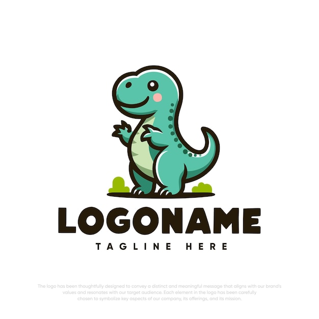 Lindo dinosaurio de dibujos animados Ilustración vectorial colorida en estilo plano